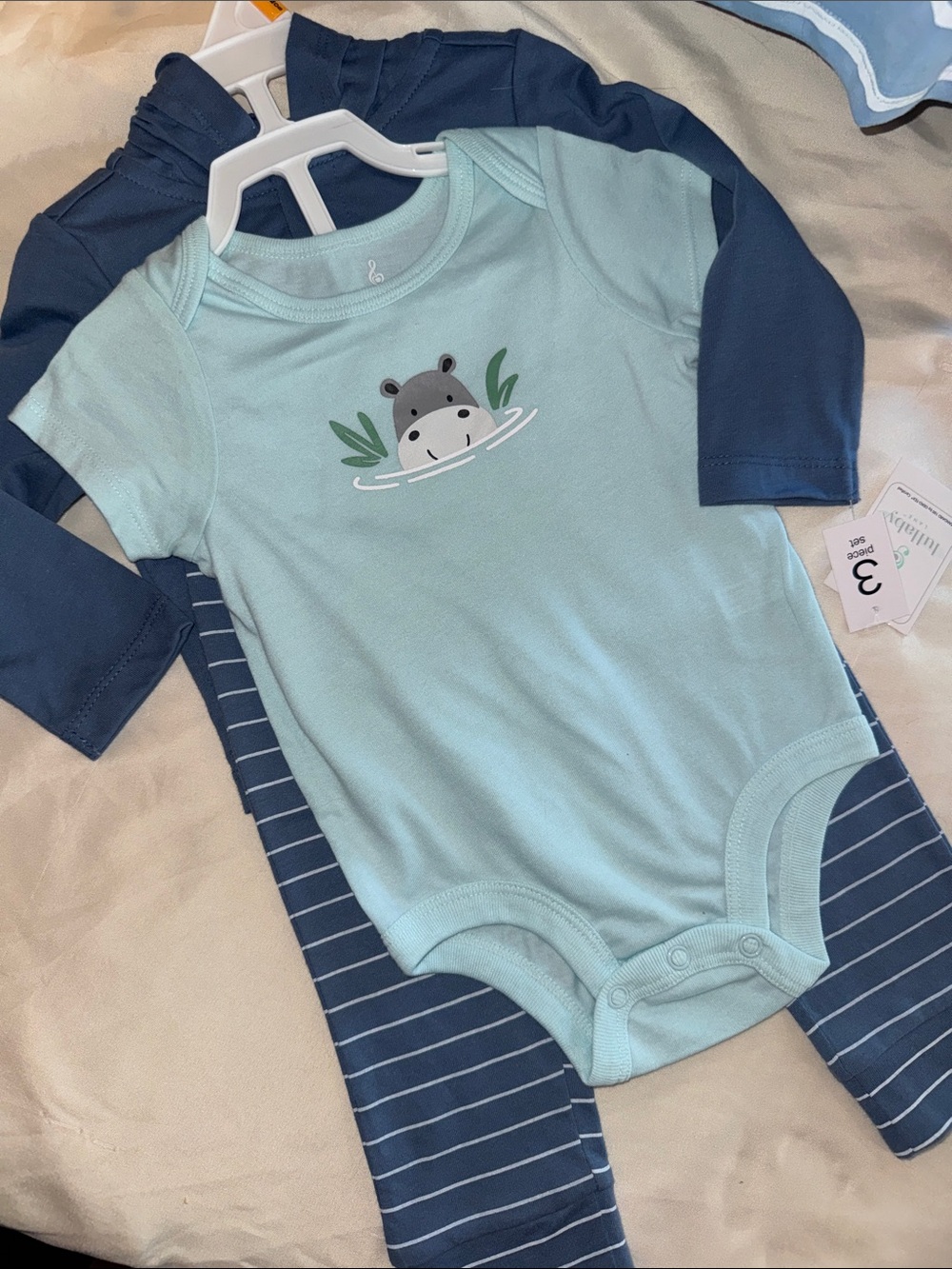 Hippo Graphic Baby Bodysuit Set
